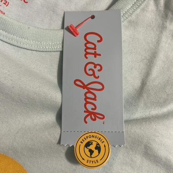 NWT short sleeve 2 tone blue/white t-shirt w/h palm trees sun Boys L - Picture 9 of 9